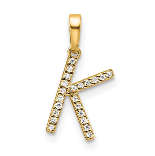 10K Yellow Gold Letter K Diamond Initial Pendant