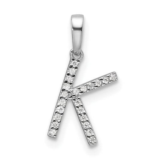 14K White Gold Letter K Diamond Initial Pendant