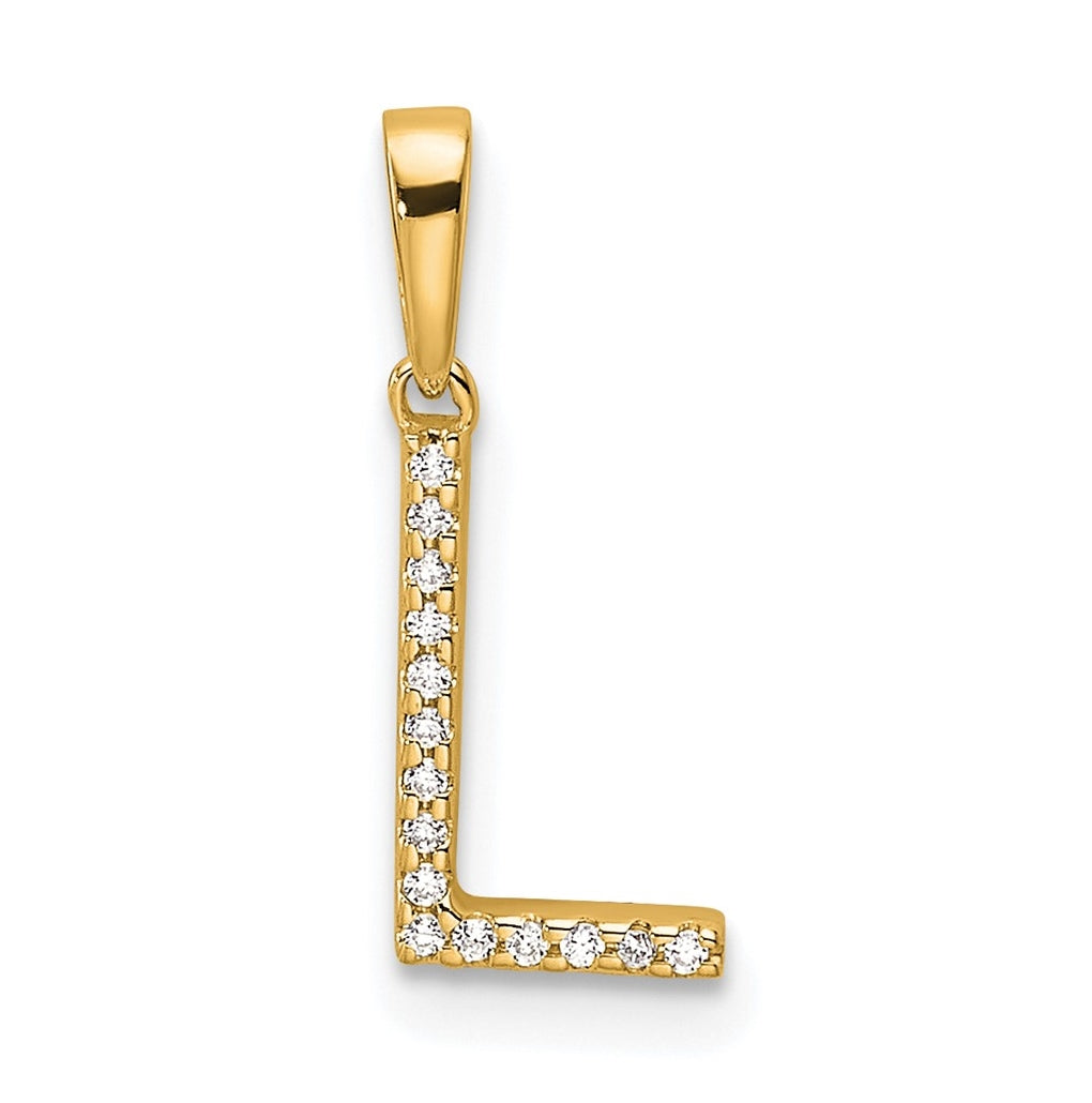 14K Yellow Gold Letter L Diamond Initial Pendant