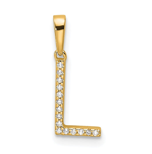 14K Yellow Gold Letter L Diamond Initial Pendant