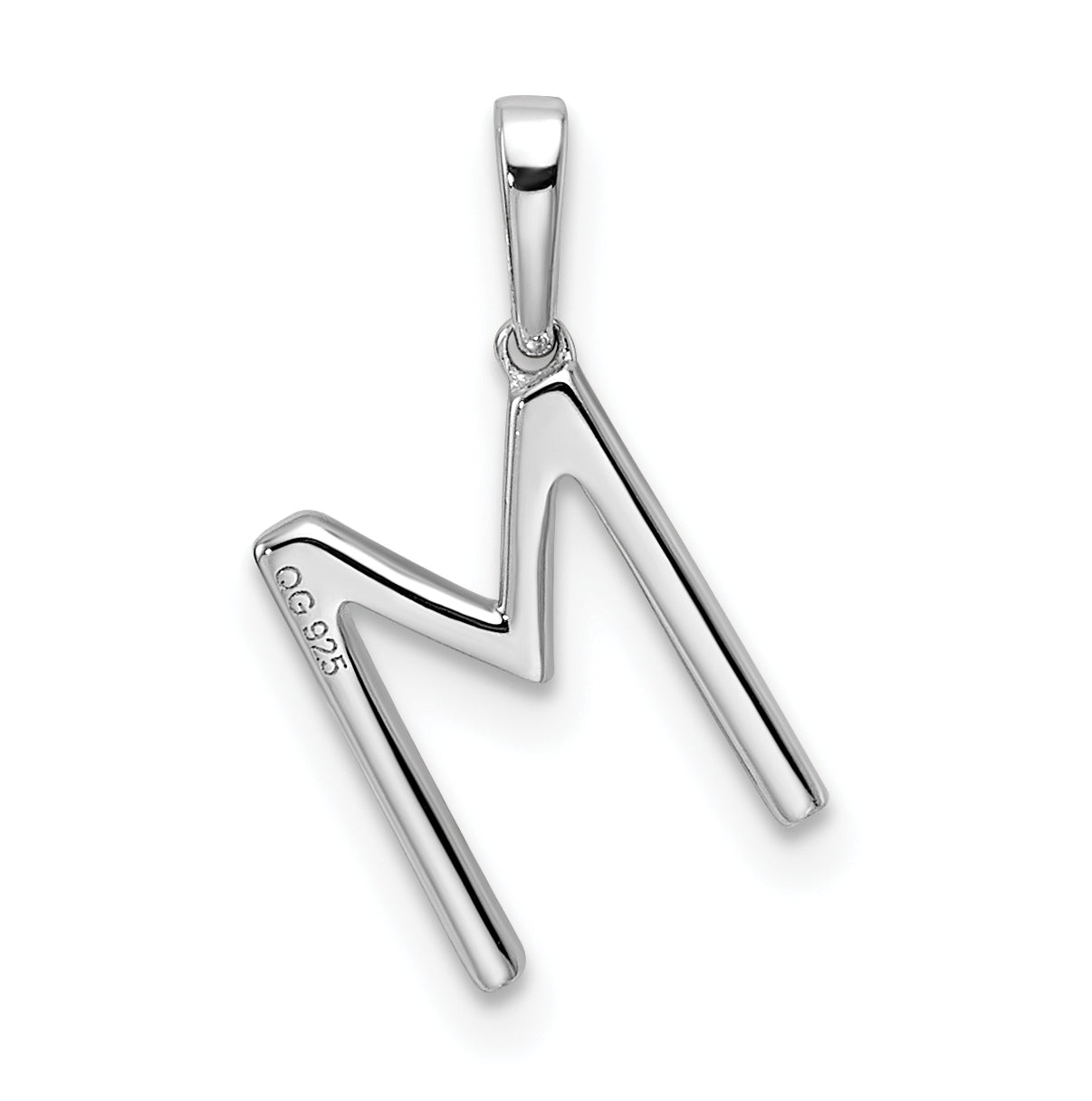 14K White Gold Letter M Diamond Initial Pendant