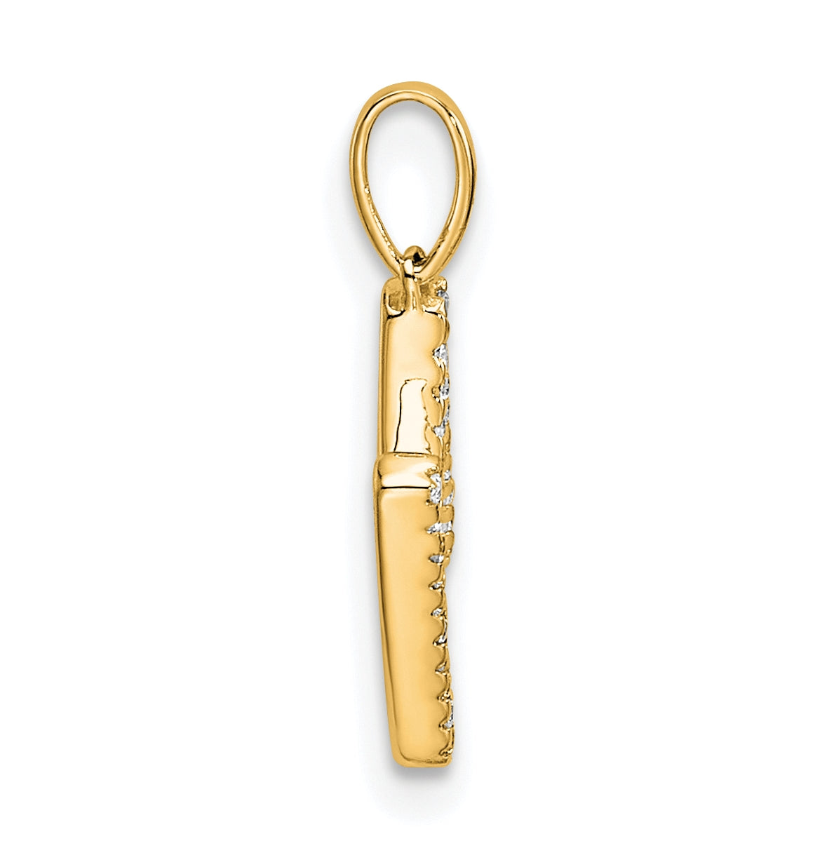 14K Yellow Gold Letter M Diamond Initial Pendant