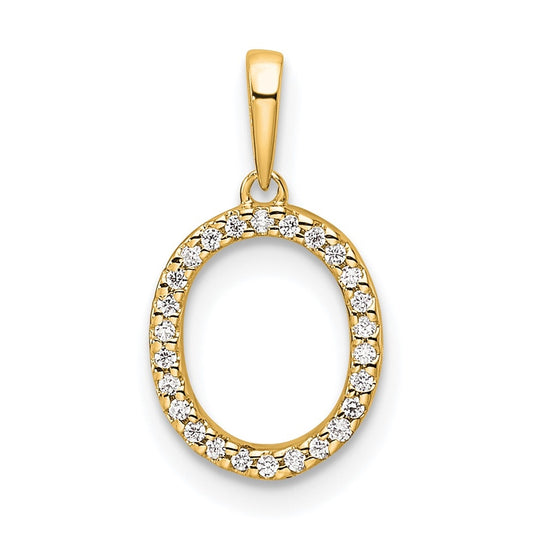 10K Yellow Gold Letter O Diamond Initial Pendant