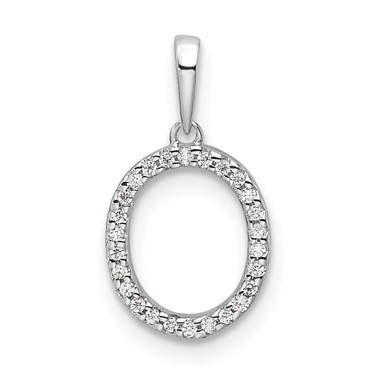 14K White Gold Letter O Diamond Initial Pendant