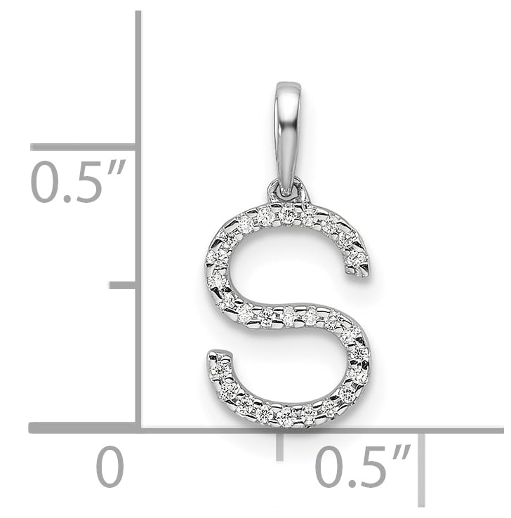 14K White Gold Letter S Diamond Initial Pendant