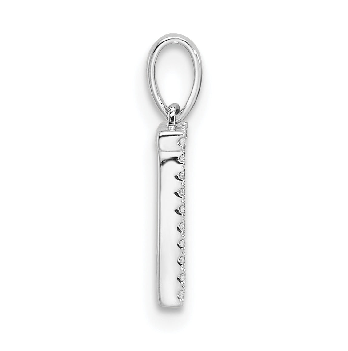 14K White Gold Letter T Diamond Initial Pendant