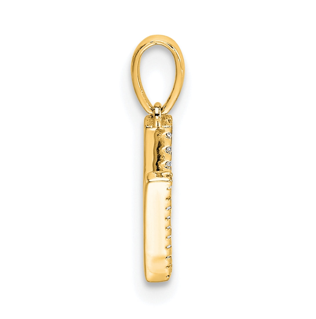10K Yellow Gold Letter V Diamond Initial Pendant
