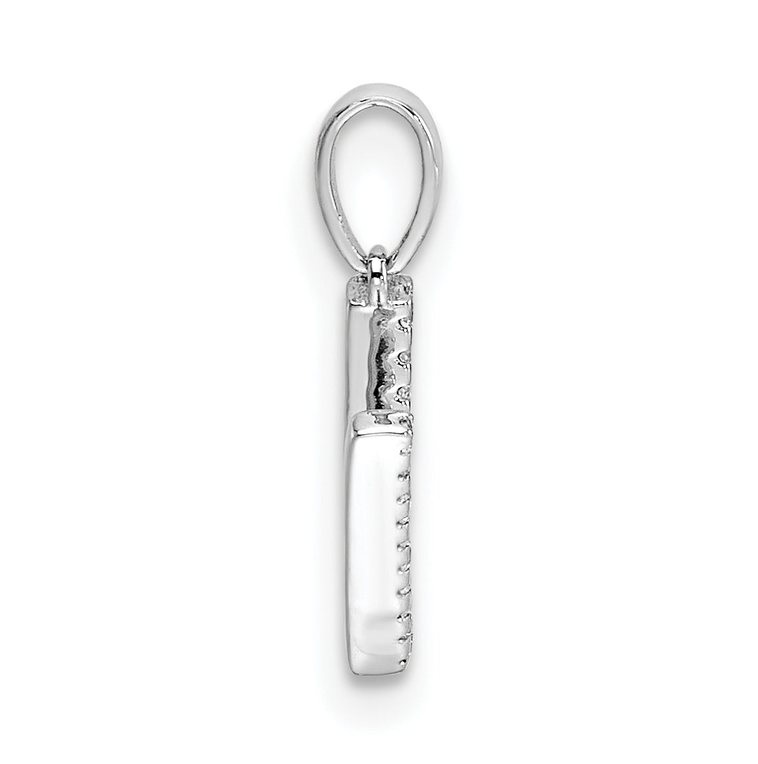 14K White Gold Letter V Diamond Initial Pendant
