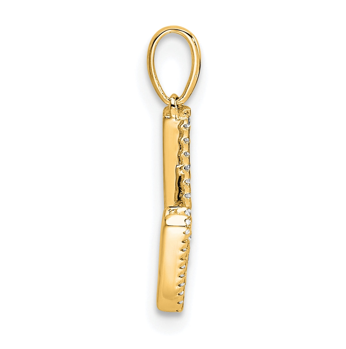 10K Yellow Gold Letter W Diamond Initial Pendant