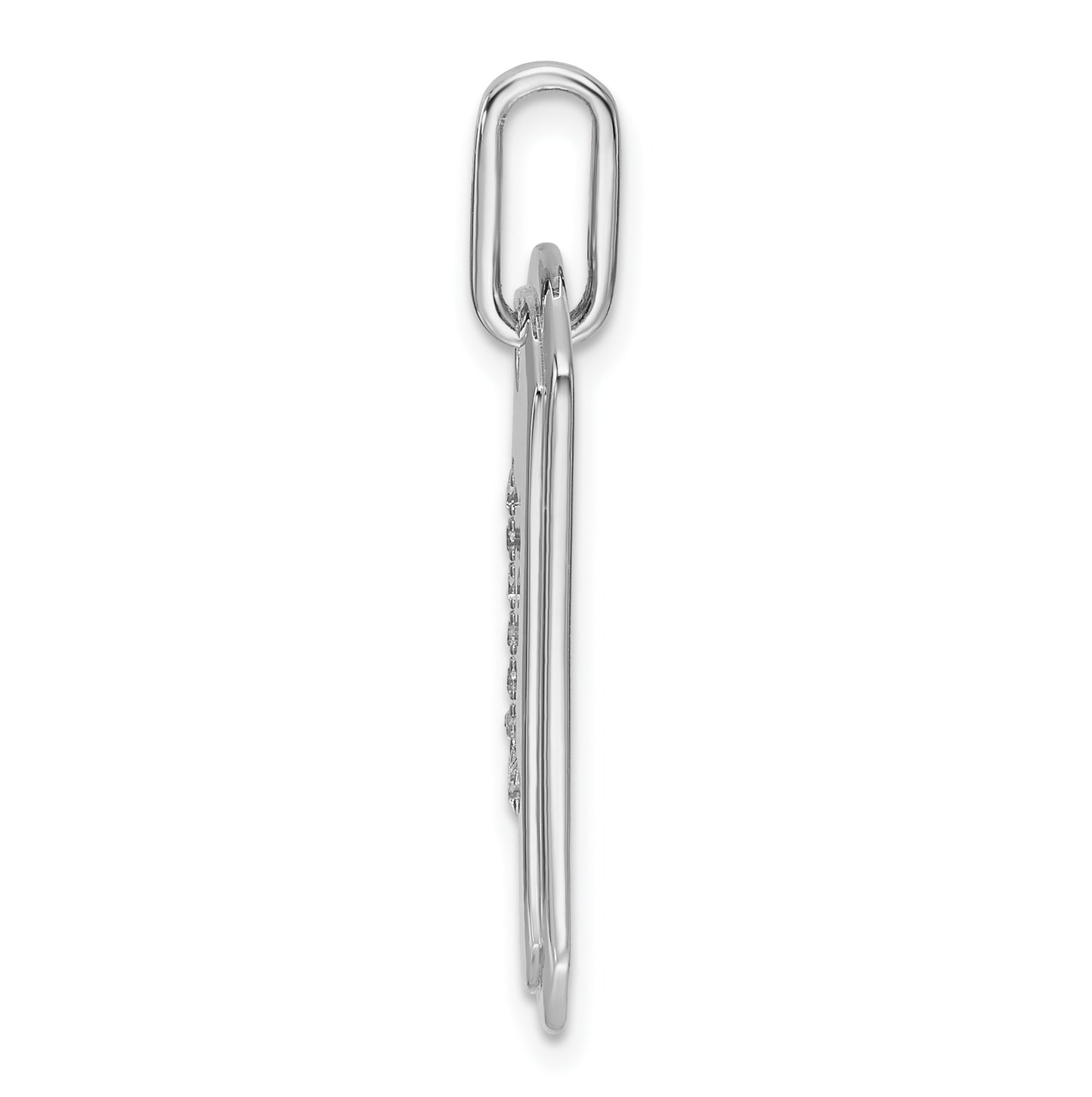 14K White Gold Diamond Initial L Dog Tag Charm