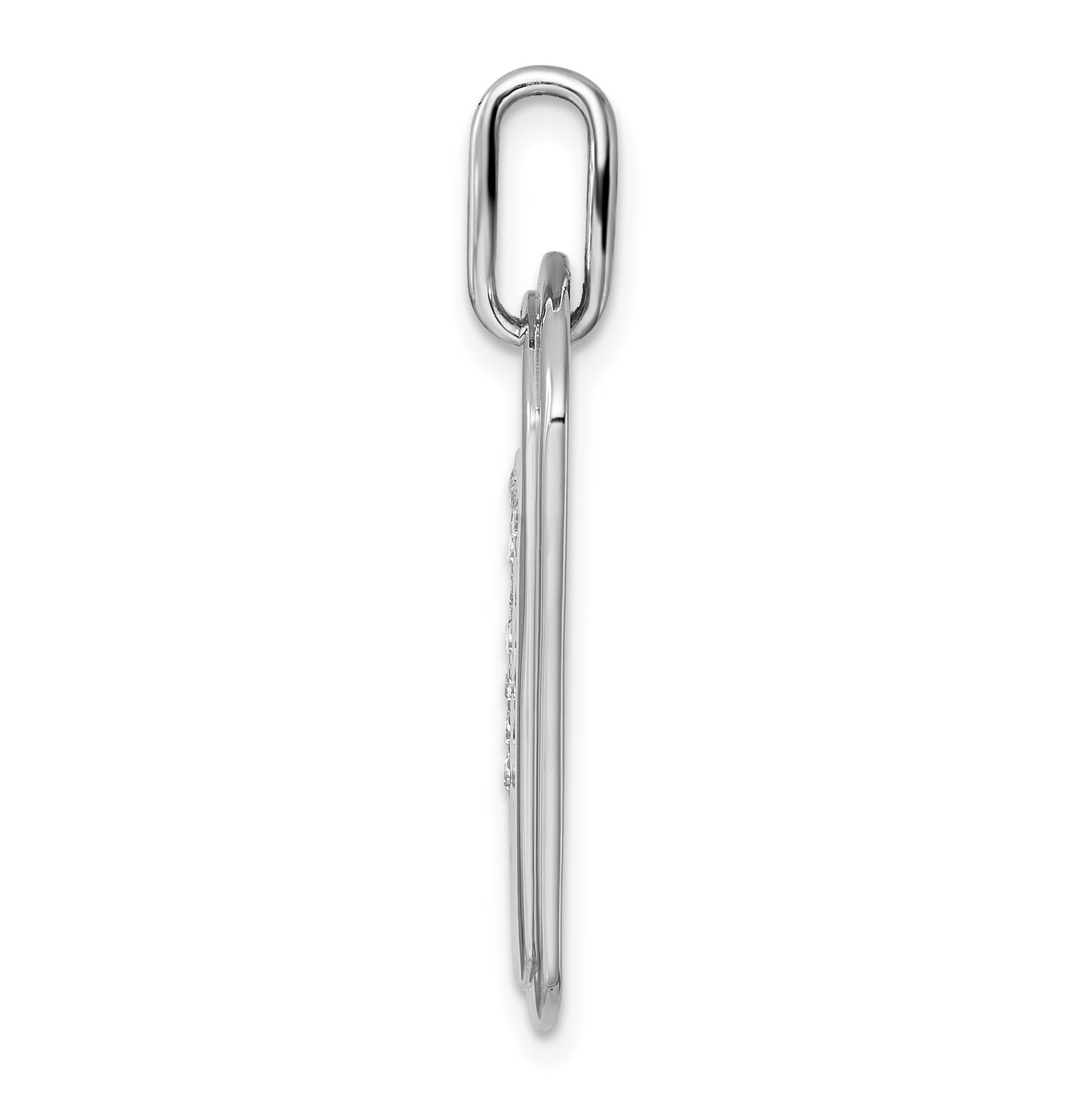 14K White Gold  Diamond Initial T Dog Tag Charm