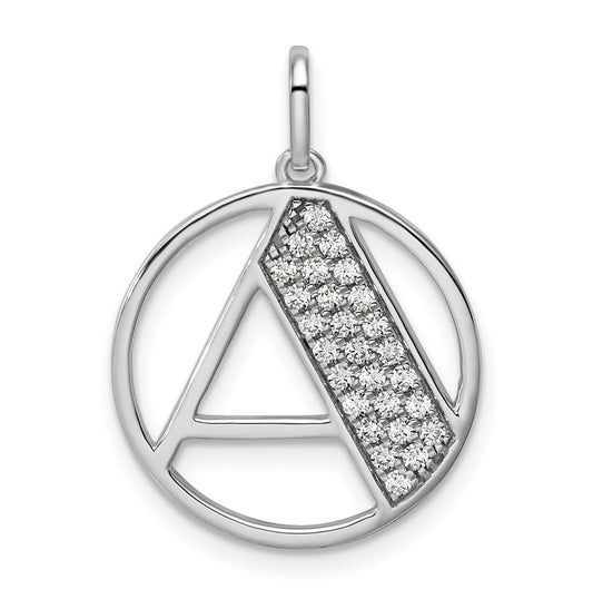 14K White Gold Gatsby Diamond Initial A Charm