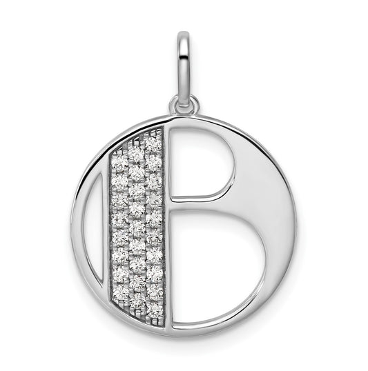 14K White Gold Gatsby Diamond Initial B Charm