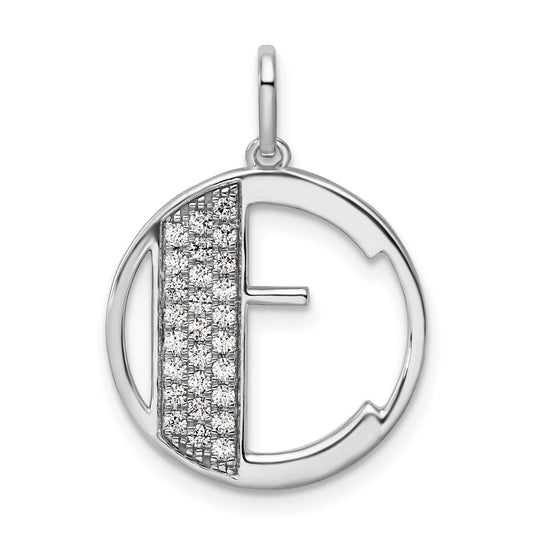 14K White Gold Gatsby Diamond Initial E Charm