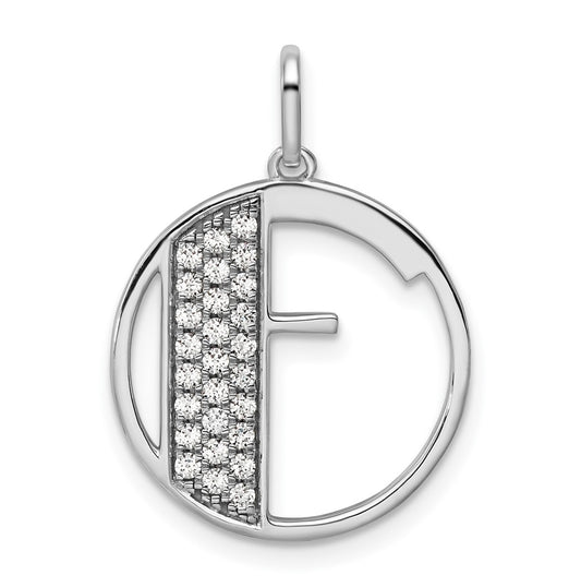 14K White Gold Gatsby Diamond Initial F Charm
