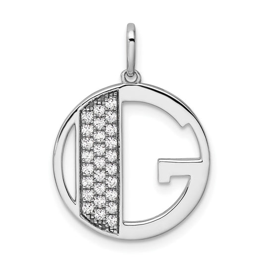 14K White Gold Gatsby Diamond Initial G Charm
