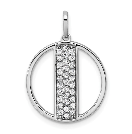 14K White Gold Gatsby Diamond Initial I Charm