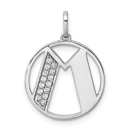14K White Gold Gatsby Diamond Initial M Charm