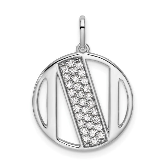 14K White Gold Gatsby Diamond Initial N Charm