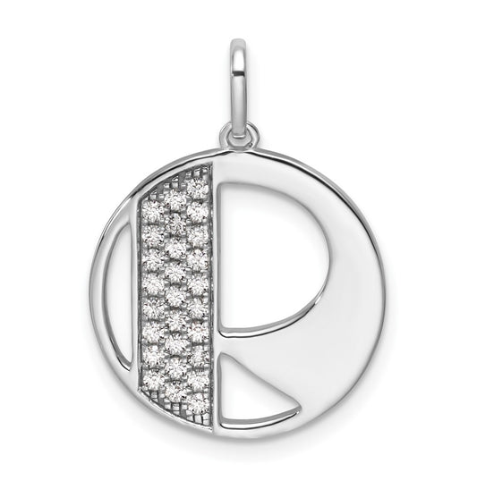 14K White Gold Gatsby Diamond Initial R Charm
