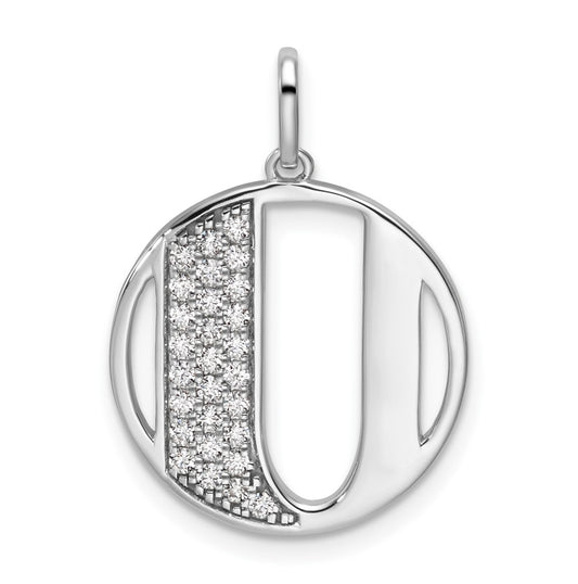 14K White Gold Gatsby Diamond Initial U Charm
