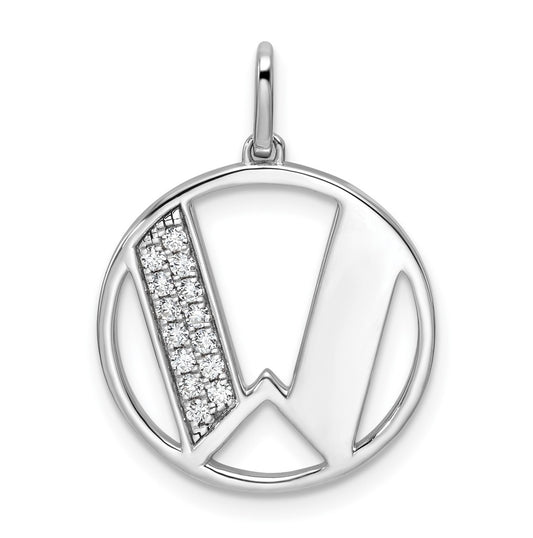 14K White Gold Gatsby Diamond Initial W Charm