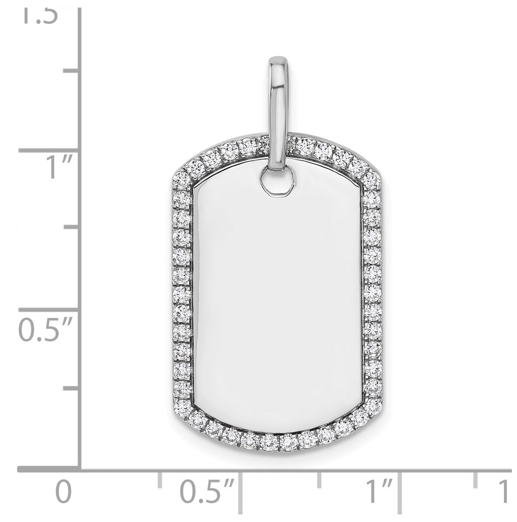 14k White Gold Personalized Diamond Dog Tag Charm