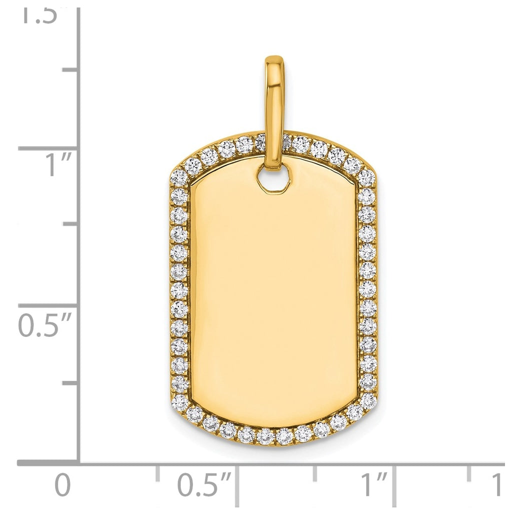 14k Yellow Gold Personalized Diamond Dog Tag Charm