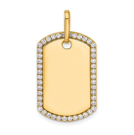 14k Yellow Gold Personalized Diamond Dog Tag Charm