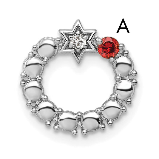 14K White Gold Circle Diamond Star Genuine One-Stone Family Jewelry Complete Pendant