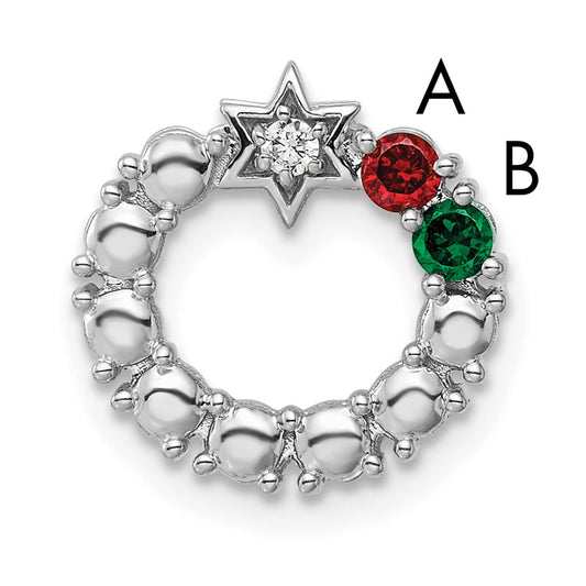 14K White Gold Circle Diamond Star Genuine Two-Stone Family Jewelry Complete Pendant