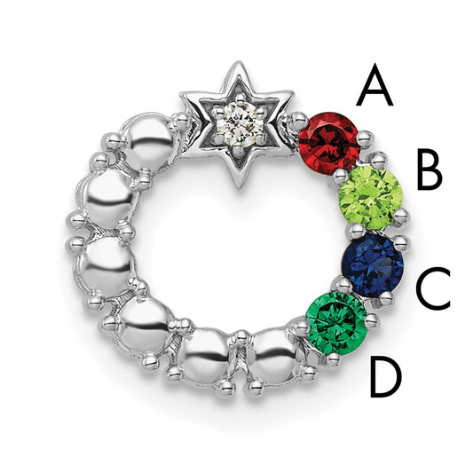 14K White Gold Circle Diamond Star Genuine Four-Stone Family Jewelry Complete Pendant