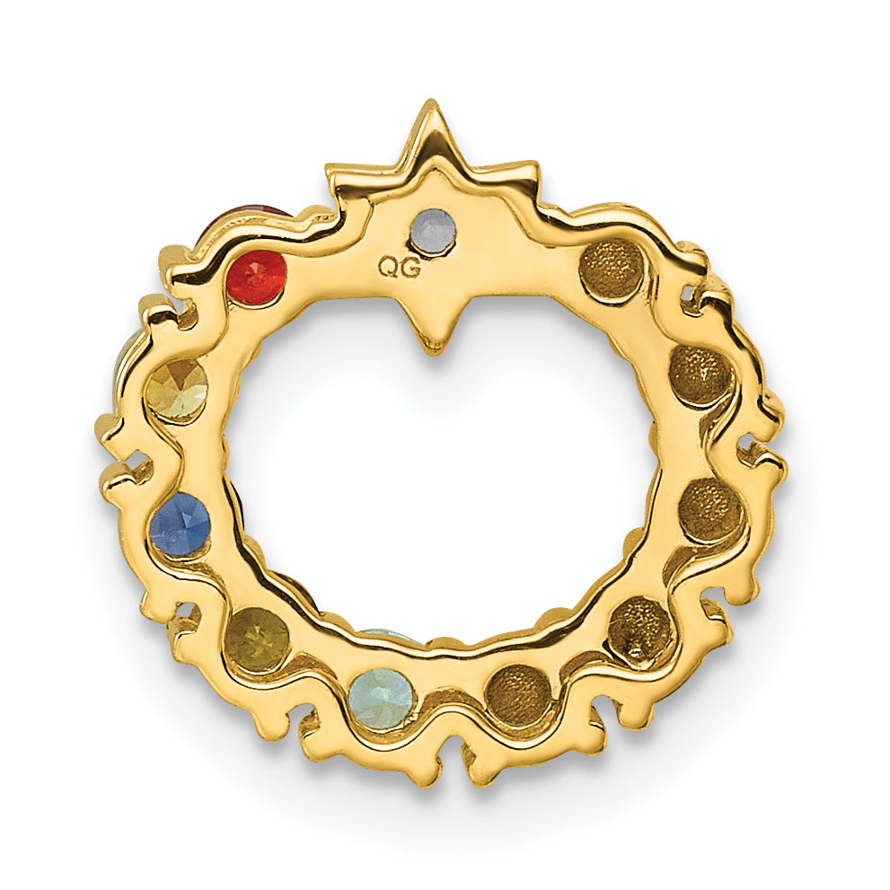 14K Yellow Gold Circle Diamond Star Genuine Five-Stone Family Jewelry Complete Pendant