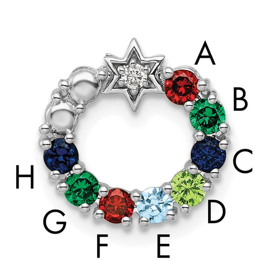14K White Gold Circle Diamond Star Genuine Eight-Stone Family Jewelry Complete Pendant
