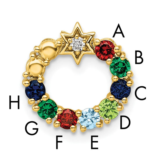 14K Yellow Gold Circle Diamond Star Genuine Eight-Stone Family Jewelry Complete Pendant