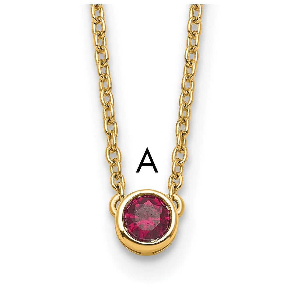 14K Yellow Or White Gold Synthetic Birthstone Complete Family Necklace – Elegant Jewelry Gift for Birthday, Anniversary, Engagement, Wedding