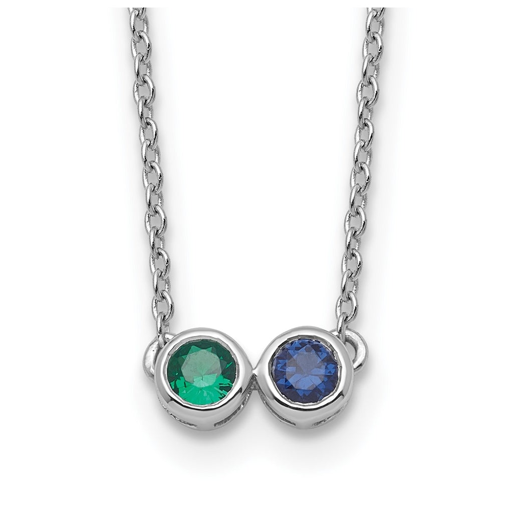 14K Yellow Or White Gold Synthetic Birthstone Complete Family Necklace – Elegant Jewelry Gift for Birthday, Anniversary, Engagement, Wedding