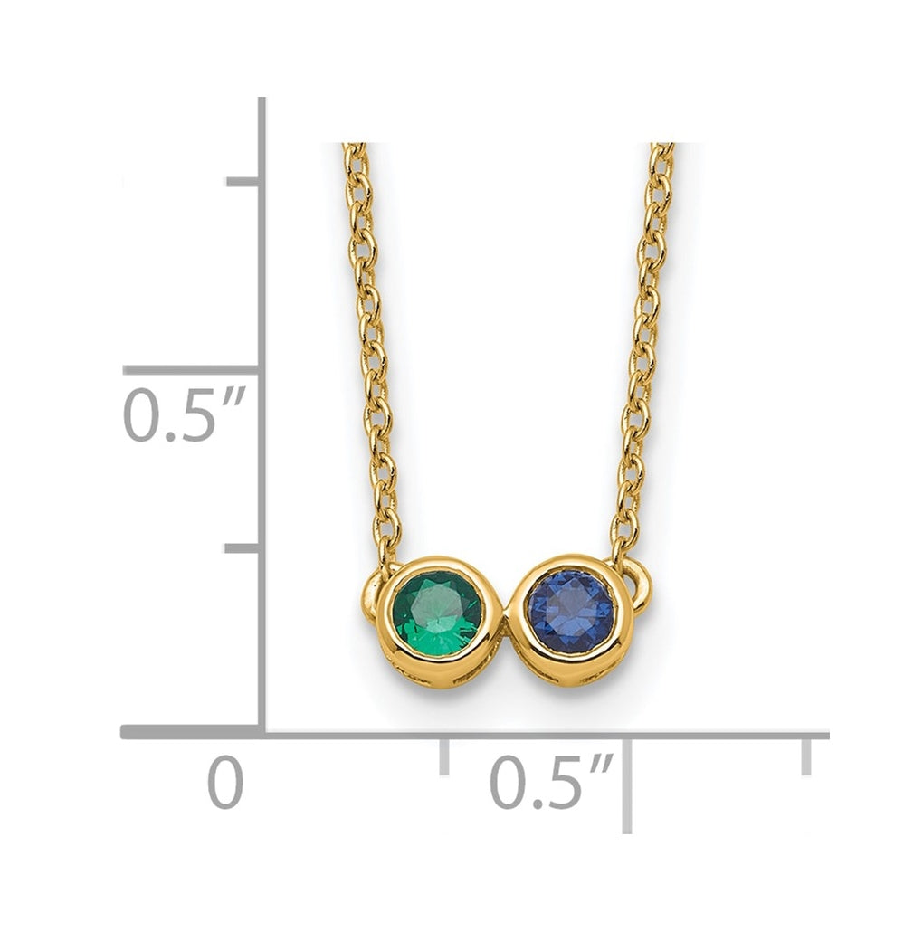 14K Yellow Or White Gold Synthetic Birthstone Complete Family Necklace – Elegant Jewelry Gift for Birthday, Anniversary, Engagement, Wedding