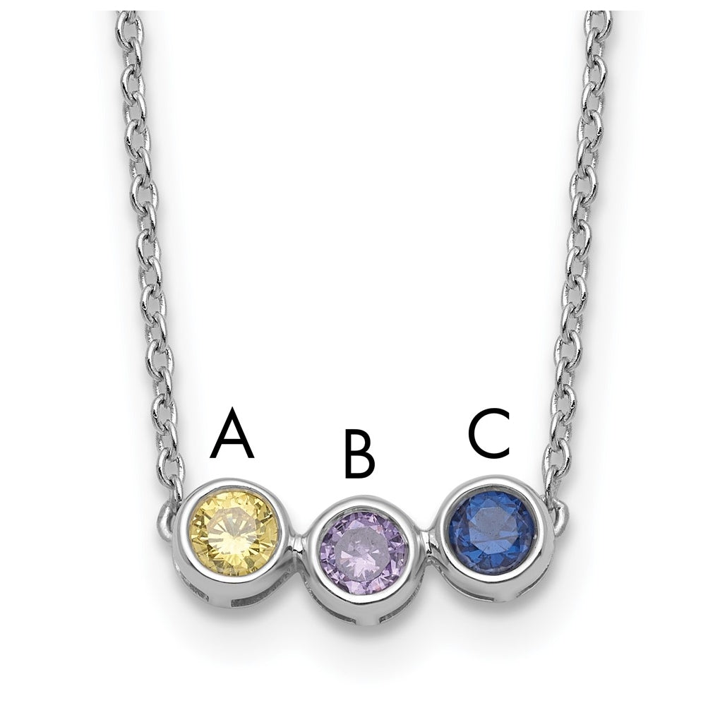 14K Yellow Or White Gold Synthetic Birthstone Complete Family Necklace – Elegant Jewelry Gift for Birthday, Anniversary, Engagement, Wedding