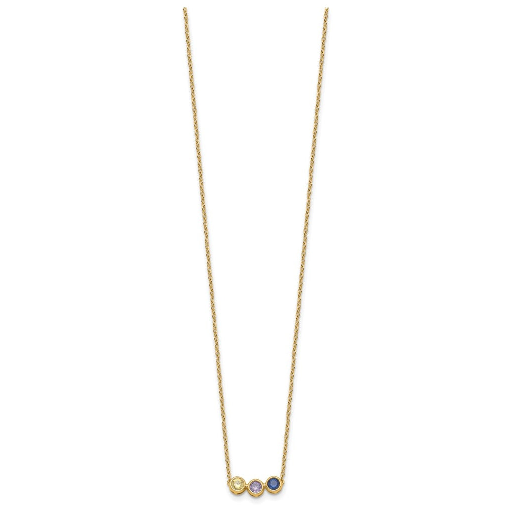 14K Yellow Or White Gold Synthetic Birthstone Complete Family Necklace – Elegant Jewelry Gift for Birthday, Anniversary, Engagement, Wedding