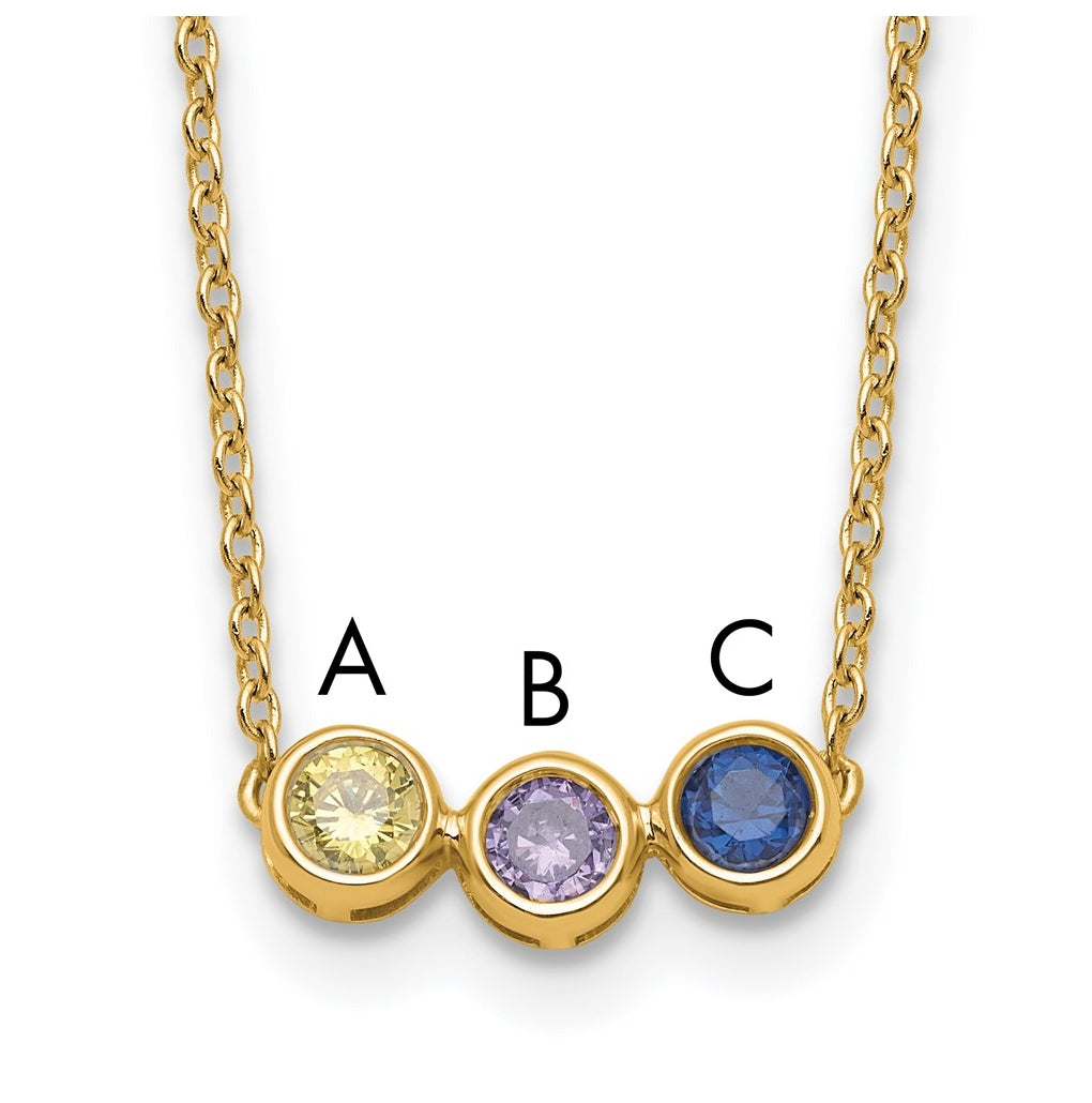 14K Yellow Or White Gold Synthetic Birthstone Complete Family Necklace – Elegant Jewelry Gift for Birthday, Anniversary, Engagement, Wedding