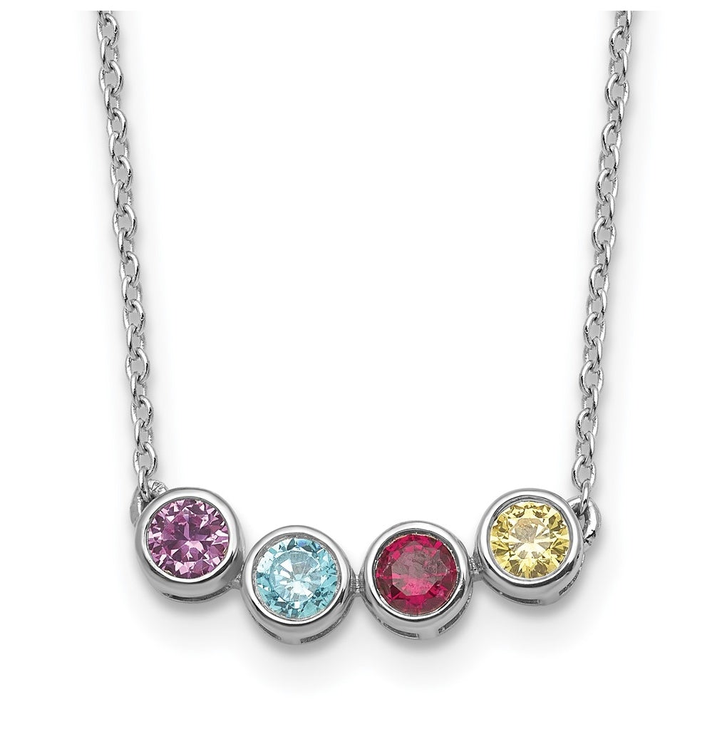 14K Yellow Or White Gold Genuine Birthstone Complete Family Necklace – Elegant Jewelry Gift for Birthday, Anniversary, Engagement, Wedding