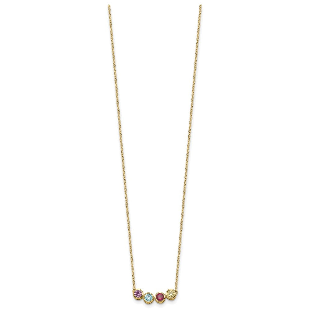 14K Yellow Or White Gold Genuine Birthstone Complete Family Necklace – Elegant Jewelry Gift for Birthday, Anniversary, Engagement, Wedding