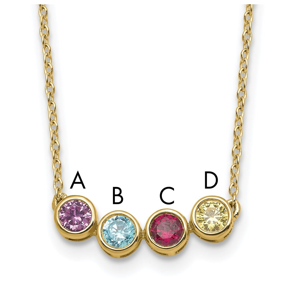14K Yellow Or White Gold Genuine Birthstone Complete Family Necklace – Elegant Jewelry Gift for Birthday, Anniversary, Engagement, Wedding