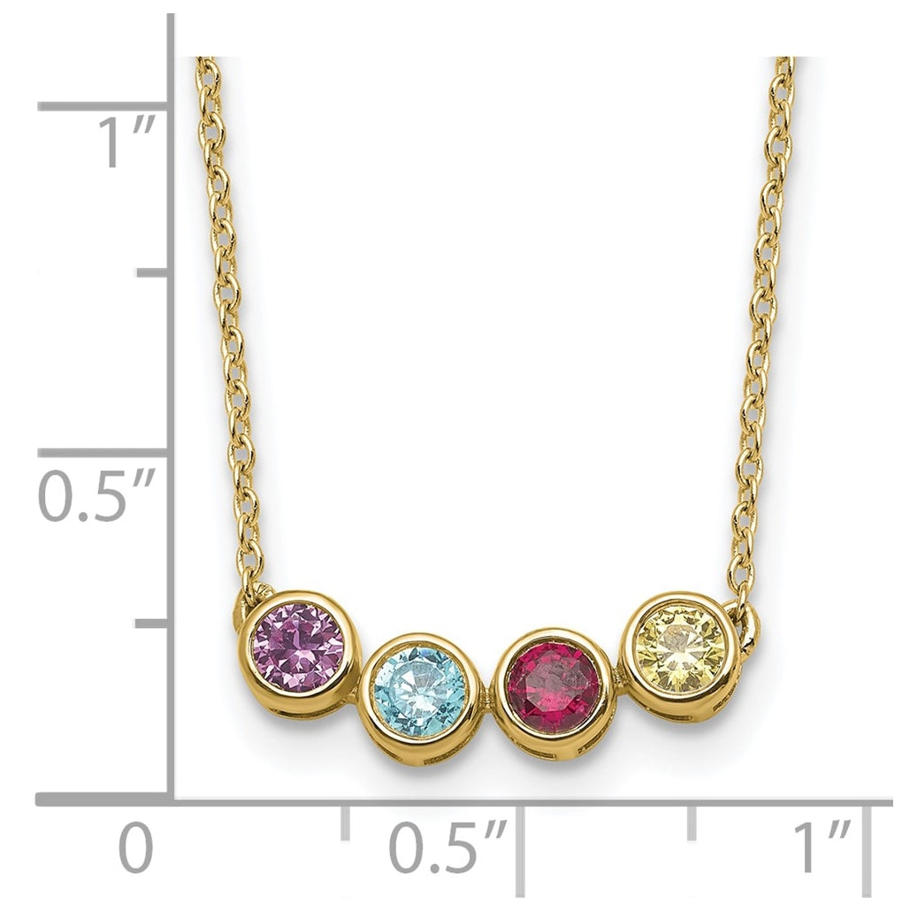 14K Yellow Or White Gold Synthetic Birthstone Complete Family Necklace – Elegant Jewelry Gift for Birthday, Anniversary, Engagement, Wedding