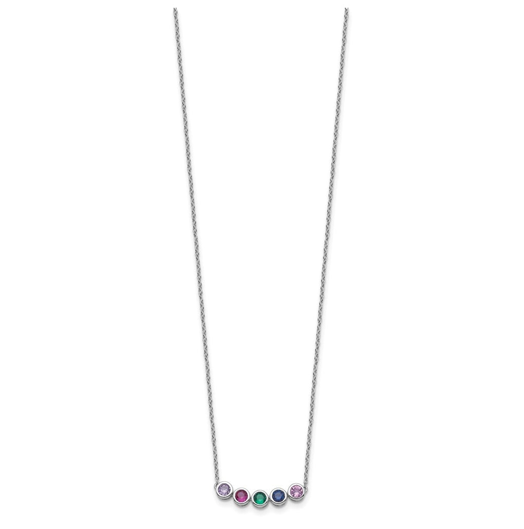 14K Yellow Or White Gold Synthetic Birthstone Complete Family Necklace – Elegant Jewelry Gift for Birthday, Anniversary, Engagement, Wedding