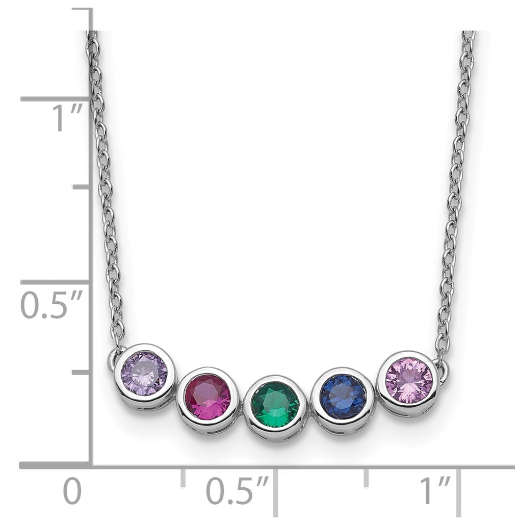 14K Yellow Or White Gold Synthetic Birthstone Complete Family Necklace – Elegant Jewelry Gift for Birthday, Anniversary, Engagement, Wedding