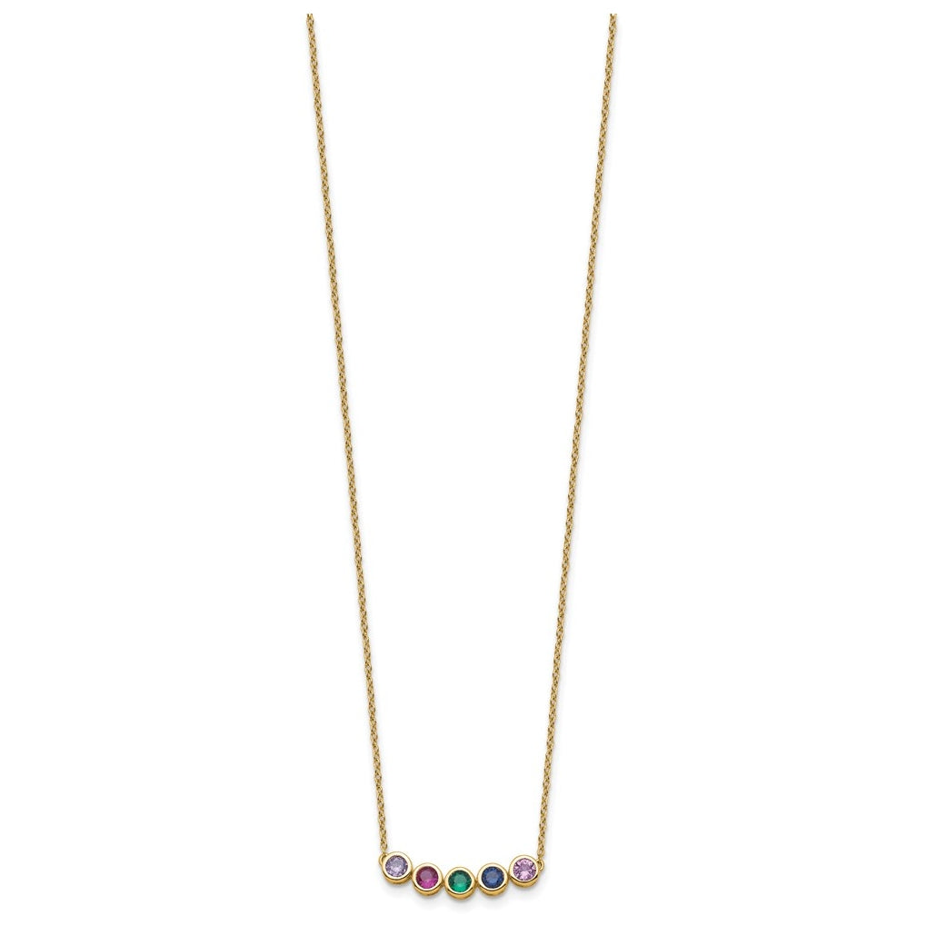 14K Yellow Or White Gold Genuine Birthstone Complete Family Necklace – Elegant Jewelry Gift for Birthday, Anniversary, Engagement, Wedding