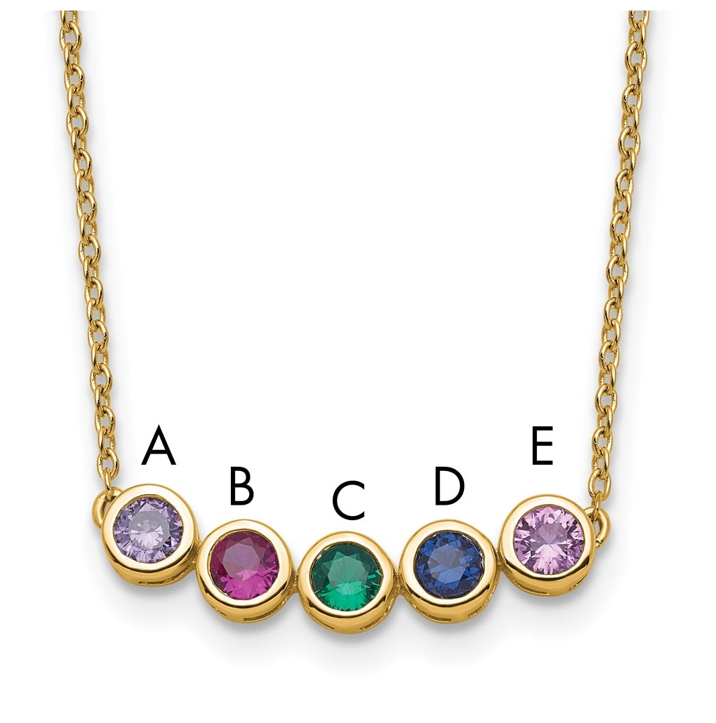 14K Yellow Or White Gold Synthetic Birthstone Complete Family Necklace – Elegant Jewelry Gift for Birthday, Anniversary, Engagement, Wedding
