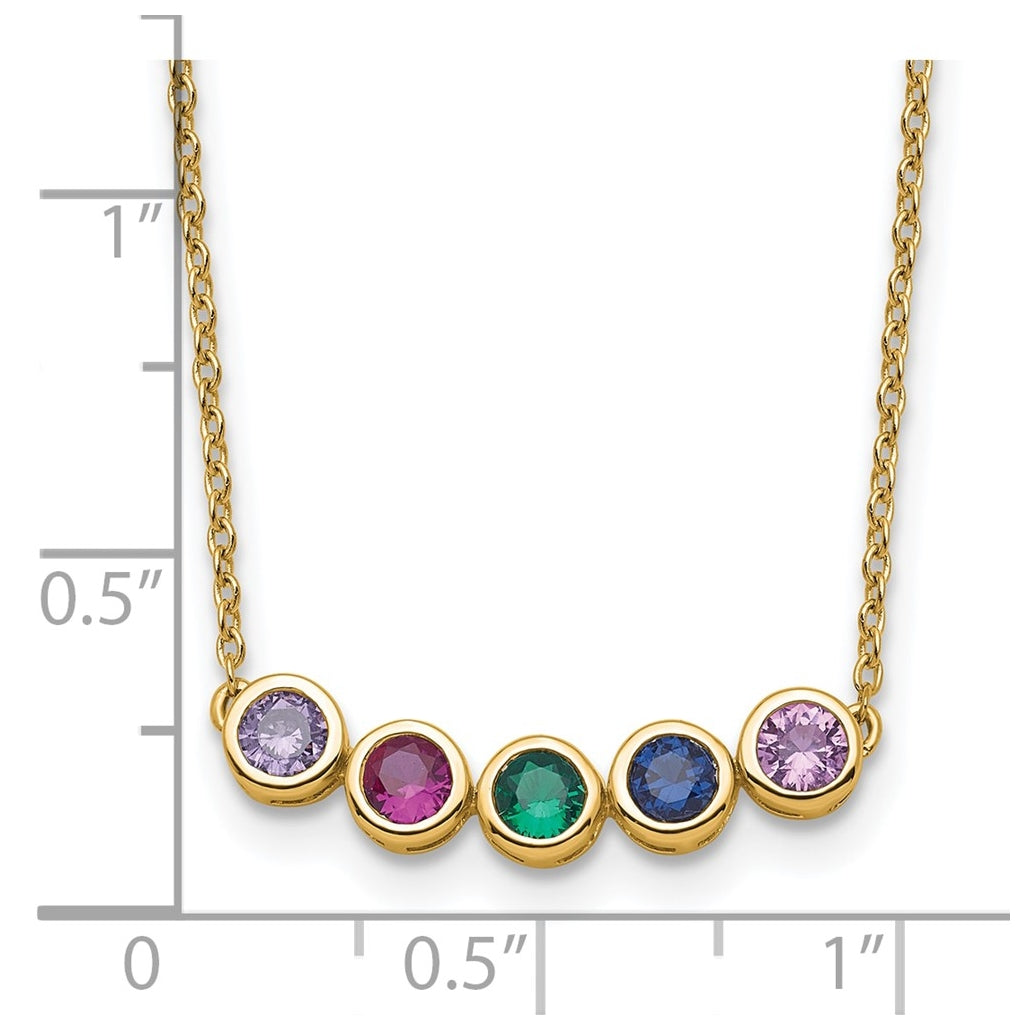 14K Yellow Or White Gold Synthetic Birthstone Complete Family Necklace – Elegant Jewelry Gift for Birthday, Anniversary, Engagement, Wedding